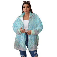 Load image into Gallery viewer, All-Over Print Women's Borg Fleece Stand-up Collar Coat With Zipper Closure
