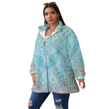 Load image into Gallery viewer, All-Over Print Women's Borg Fleece Stand-up Collar Coat With Zipper Closure
